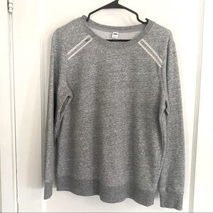 Gray sweatshirt with lace detail, size M